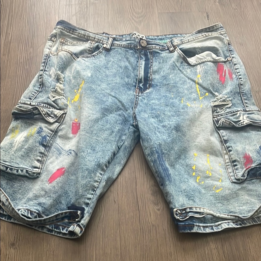 Stylish Blue Denim Cargo‎ Shorts